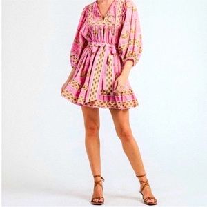 Cleobella pink printed mini dress size XS